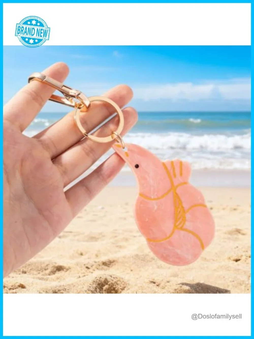 Gold Accent Keychain, Novelty Bag Charm with Lobster Claw Clip, Glossy Finish